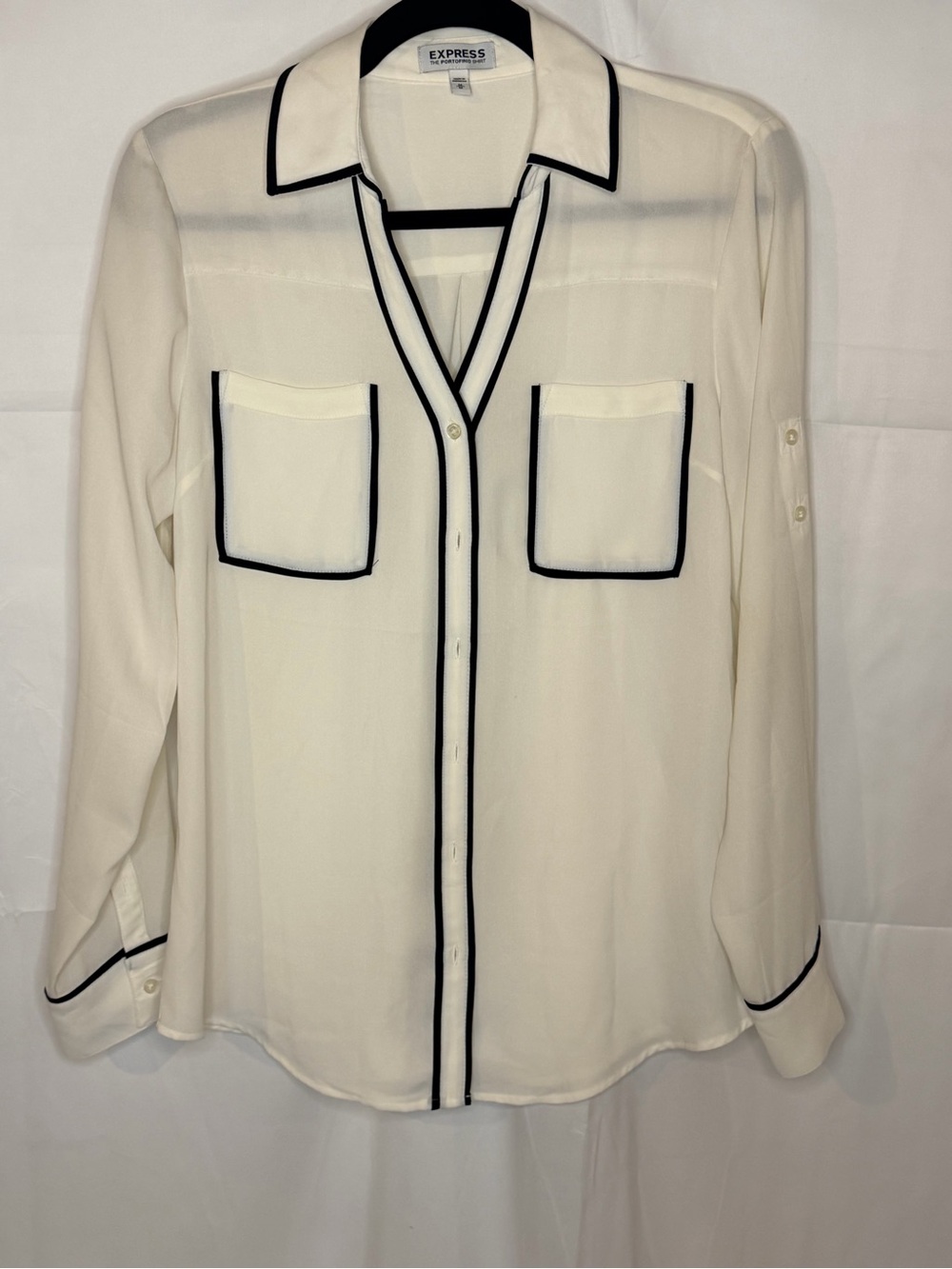 Express Cream Blouse with Black Piping